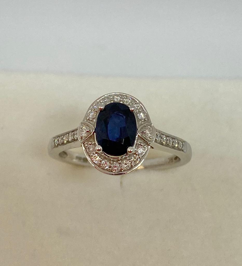Sapphire & Diamond Double-Row Ring - Nuha Jewelers