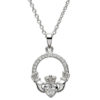 Claddagh Birthstone April Pendant Adorned With Swarovski Crystal