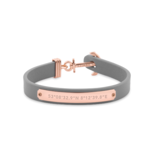 Paul Hewitt Lady’s Signum Anchor Bracelet Rose Gold Leather Grey