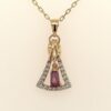 9ct Synthetic Amethyst In Cz Triangle & Chain