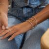 Chlobo Mixed Metal Curved Feather Bracelet GMBCFB2567 - Image 6
