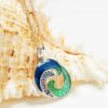 Sterling Silver Blue Enamel & Cz Wave Necklace OC599 - Image 4
