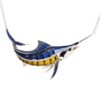 Sterling Silver Blue/Yellow Enamel Marlin Fish Necklace OC605