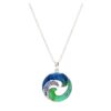 Sterling Silver Blue Enamel & Cz Wave Necklace OC599 - Image 3