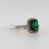 9ct Rectangular Emerald & Cz Dress Ring - Image 2