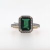 9ct Rectangular Emerald & Cz Dress Ring