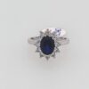 9ct White Gold Sapphire Cz Cluster Ring