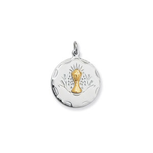 Sterling Silver Round Traditional Communion Medal
