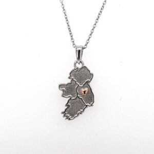 Sterling Silver “My Heart is in Leinster” Map of Ireland Pendant