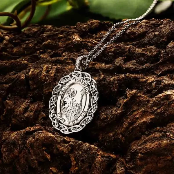 Sterling Silver Celtic Miraculous St. Patricks Medal Necklace - Image 2