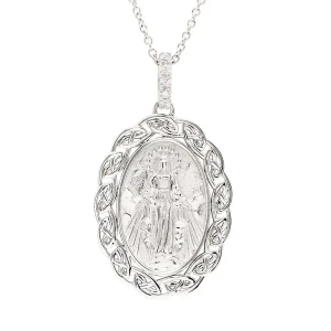 Sterling Silver Celtic Miraculous Medal Necklace SP004