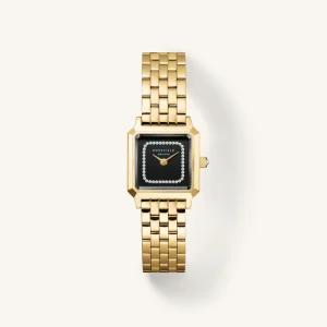 Rosefield Boxelle Black Crystals Frame Watch BBGSG-B09