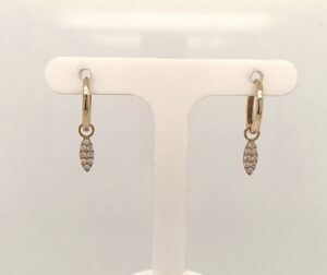 9ct Yellow Gold Hoops with Pave set Charm Earrings