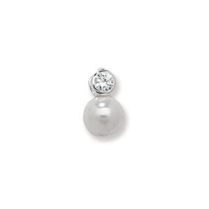 Sterling Silver Pearl & Cz Pendant SP101A