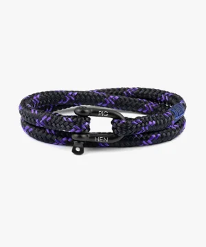 Pig & Hen Salty Steve Royal Purple, Black Bracelet