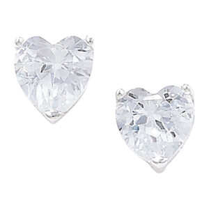 Sterling Silver Cz Heart Earrings SE600A