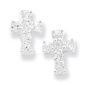 Sterling Silver Cz Cross Earrings SE0060