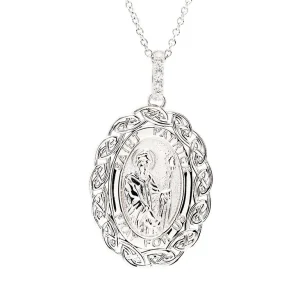 Sterling Silver Celtic Miraculous St. Patricks Medal Necklace