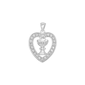 Sterling Silver Cz Heart Communion Pendant SP138A