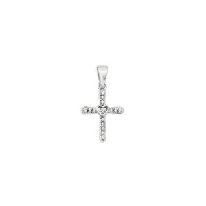 Sterling Silver Cz Cross with Heart in Centre SP197B