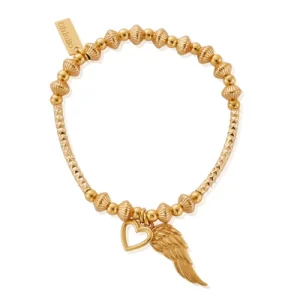 Chlobo Pattern Noodle Disc Heart And Angel Wing Bracelet GBHNCD006711