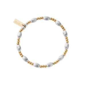 Chlobo Mixed Metal Corrugated Oval Bracelet GMBCOVAL