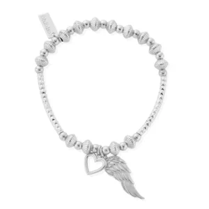 Chlobo Pattern Noodle Disc Heart And Angel Wing Bracelet SBHNCD007703