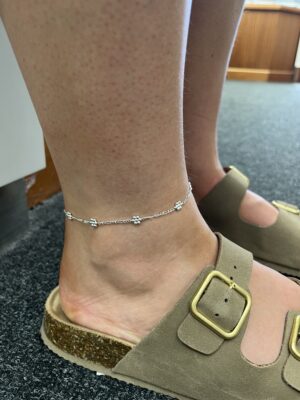 Sterling Silver Flower Anklet