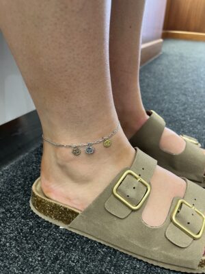 Sterling Silver 3 tone Sun Charm Anklet