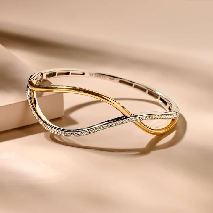 Ti Sento Organic Open Zirconia Bangle 23101ZY - Image 4